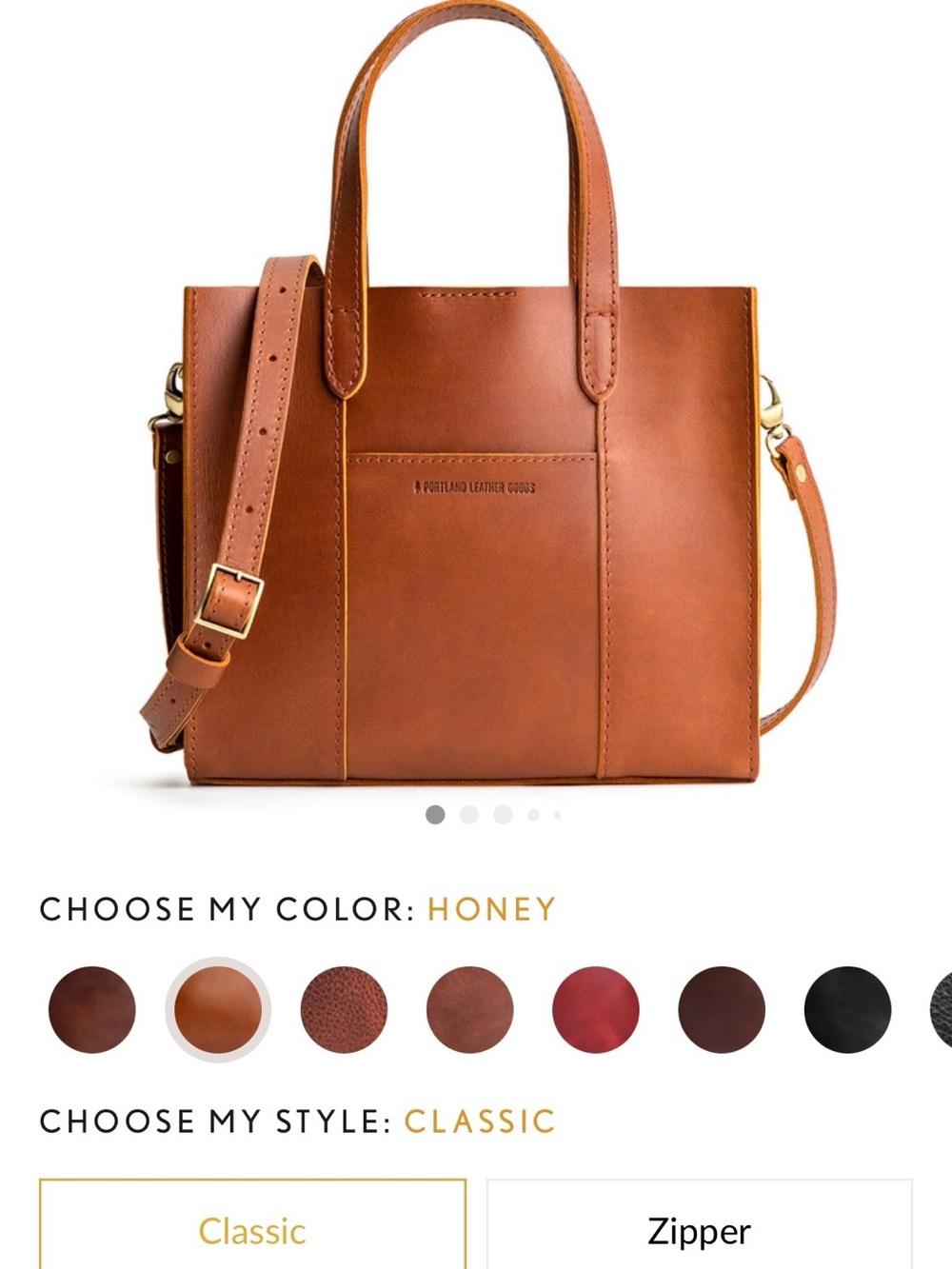 Portland Leather Classic Lola Crossbody Honey Tote - Picture 2 of 12